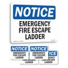 Emergency Fire Escape Ladder OSHA Notice Aluminum Sign 10 Inch
