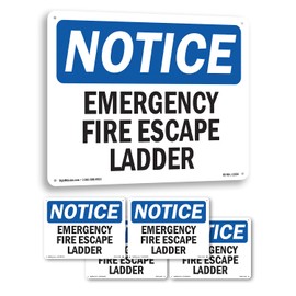Emergency Fire Escape Ladder OSHA Notice Aluminum Sign 10 Inch x 7 Inch - 5 Pack