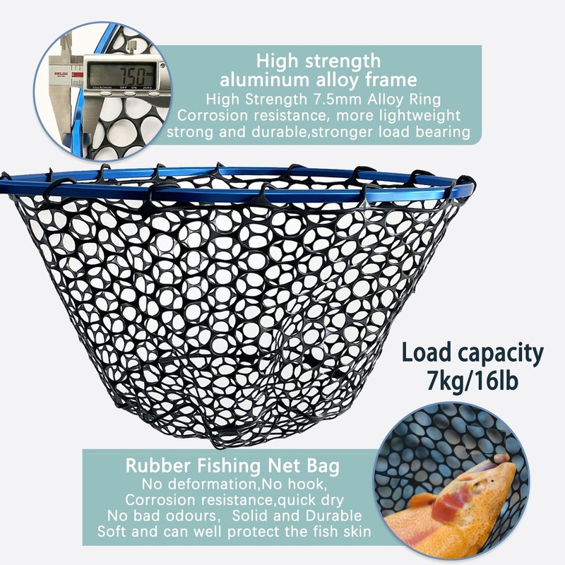 Fishing net (Retractable 11.81, Blue, 48in)