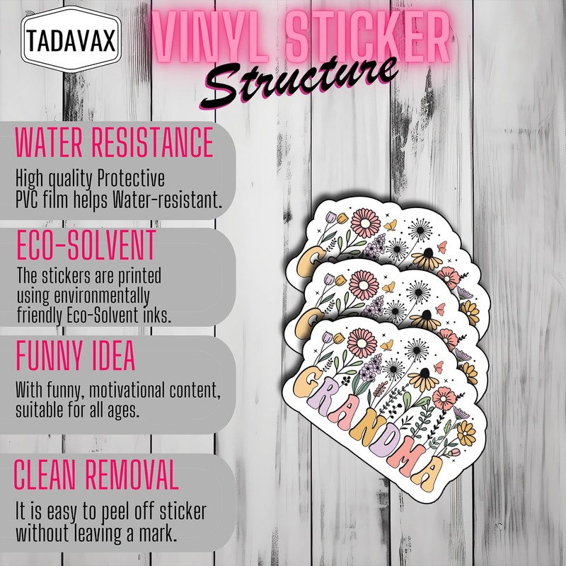 (3Pcs) Grandma Floral Sticker Gifts for Mom Unique Gifts for