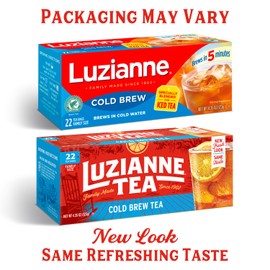 Luzianne Unsweetened Cold Brew Black Iced Tea Bags, Family Size, 22ct Box (Pack of 4)