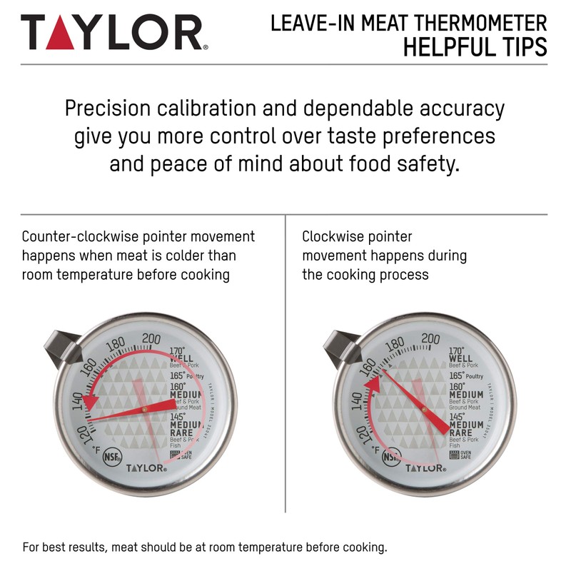 Taylor Leave-in Meat Oven Safe Analog Dial Meat Food Grill