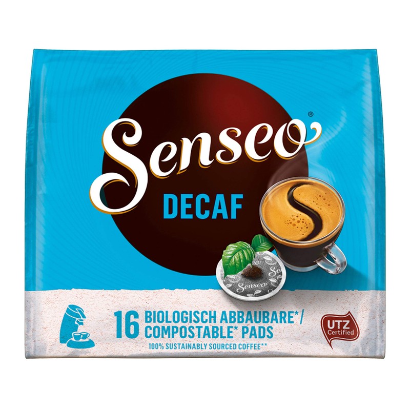 Senseo Decaf Kaffeepads Entkoffeiniert neues Design, 4er Pack, 4 x