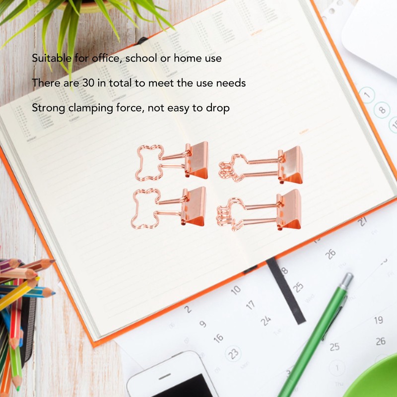 30 Pcs Binder Clips Powerful Clamping Force Deer Bone Shapes