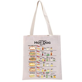 G2TUP Food Recipe Series Gift Tote Bag Funny Hotdogologist Handbag American Hot Dog Lover Gift (Dog Styles TB)