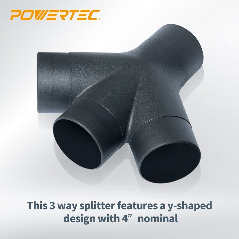 POWERTEC 70275V 3-Way Dust Collection Fitting for 4 in Hose