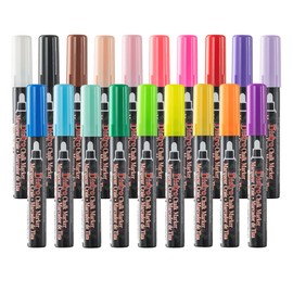 Marvy Uchida Bistro Chalk Marker - 19 Basic, Neon and Pastel Colors - Bistro Chalk Markers for Chalkboard, Signs, Windows, Blackboards, Glass, Bistro - Large 6mm Broad Tip