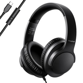 VkingMoR Wired Headphones with Mic, Type C Headphones, Volume Control Type-C Wired Headphone, Plug in Laptop、Phone, Headphone On Ear（Black）- New