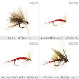 Fly Fishing Dry Flies Wet Flies 120pcs Assortment Kit with Waterproof Fly Box for Trout Fishing