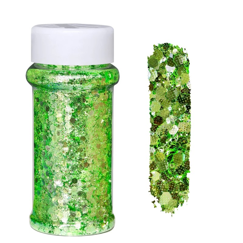 Chunky Hex Glitter Set 12 Colors 2oz Embossed Diamond Texture