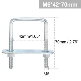 LEPEVNEY M6 quadratische U-Bolzen M6, 42 mm Innenbreite 70 mm Länge, mit Muttern, Platten und Unterlegscheiben, Dichtung für Autos, Anhänger, Ski, Boote, Angeln, Boote, Rohrleitungen – M6 x 42 x 70, 4