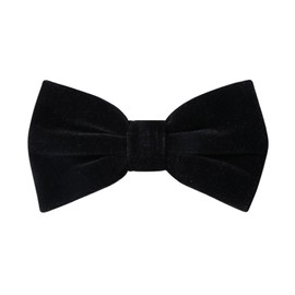 HOULIFE Men's Velvet Bowtie Pre-tied Style Solid Color Adjustable Length Formal Vintage Tuxedo Bow Tie for Wedding Party Prom, Black, 4.7×2.7″
