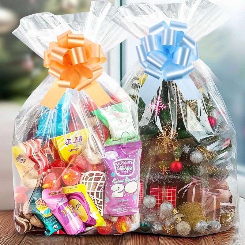 woric 12 PCS Clear Cellophane Gift Bags 16x24 Inch Easter