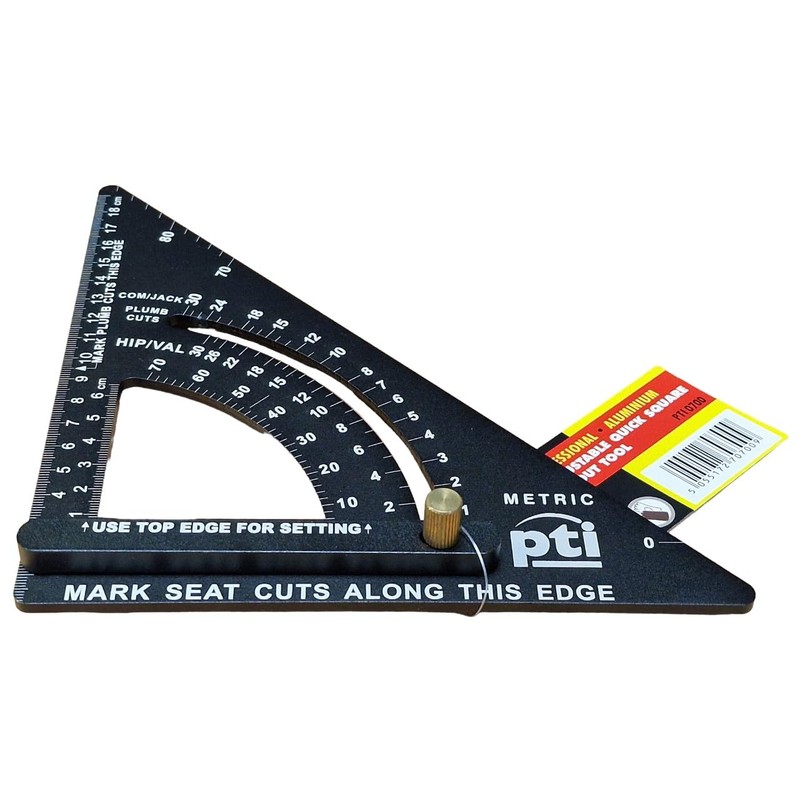 PTI Adjustable Rafter Roofing Square 7-Inch, Aluminum Alloy, Metric &