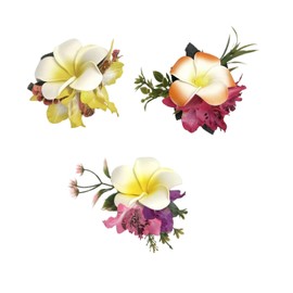 3 PCS Flower Hair Clips，Egg flower hair clip, pearl side clip, women's beach vacation, photography, hair accessories (Style 1, One size)