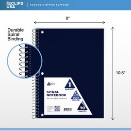E-CLIPS USA Graph Paper Notebook, Spiral Graph Paper Notebook, Grid Notebook, Quad Ruled Notebook, 8 x 10.5, 4 x 4 Square Per Inch, (24 Pack)