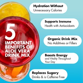 Yes You Can! Aloe Vera Powder Drink Mix - Hydration Booster Infused with Pure Organic Aloe Vera Extract - Delicious Flavors - Made in USA - Antioxidant Rich - Variety Flavor - 40 Servings Per Canister (3 Pack)