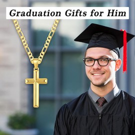 Ieftop Graduation Gifts for Him - Class of 2025 Gifts for Him Men Gold Cross Necklace College Senior Graduation Gift for Men Friend