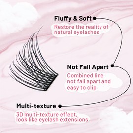 Lash Clusters 180 Pcs Cluster Lashes DIY Individual Lashes Fluffy Cluster Eyelash Extension Eyelash and Mirror 2 in 1 Easy to Apply at home Lashes (Natural,D-10-16mix)