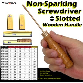 WEDO Slotted Screwdriver, Precision Screwdriver with Wooden Handle,Non-Sparking Flat Head Screwdriver,Tip Size 3mm,Length 150mm,Beryllium Copper,DIN Standard,BAM Certification