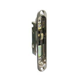 FPL #3-45-S Sliding Glass Door Replacement Mortise Lock with Recessed Adapter Plate, 5-1/4” Screw Holes, 45 Degree Keyway- Satin Nickel Finish