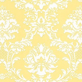 Manhattan Comfort NWSD25650 DeBary Double Roll of Decorative Solid Vinyl Wallpaper, Yellow/White