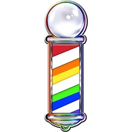 24" TALL RAINBOW STYLE BARBER POLE VINYL DECAL FOR SALON SHOP WINDOW WALL NICE GRAPHIC