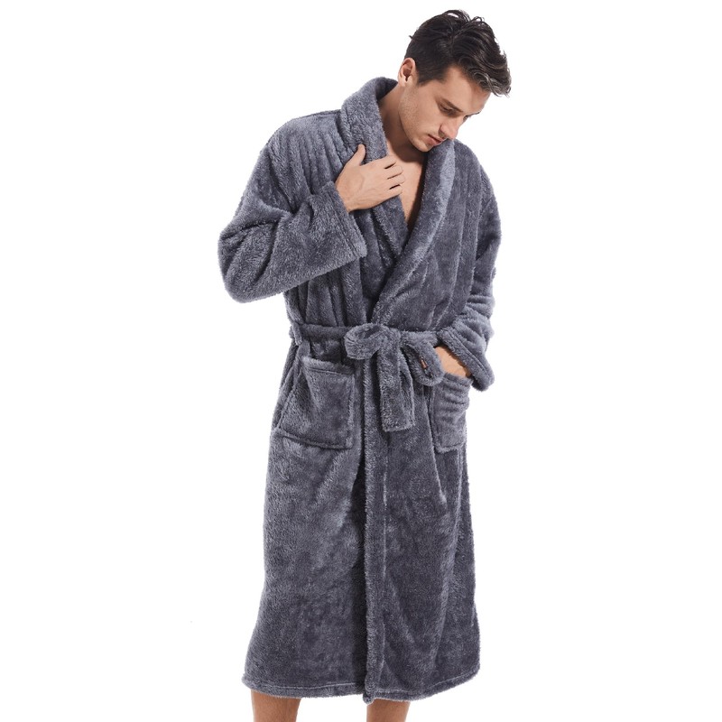 Inner Wish Mens Plush Fleece Robe, Cozy Warm Bathrobe Fuzzy