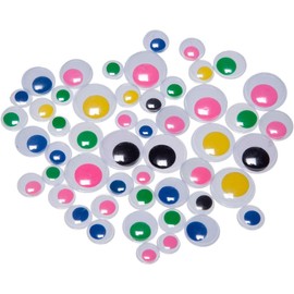 Barrilito E003 Ojos móviles, con iris en colores surtidos, bolsa con 66 piezas en 4 tamaños diferentes.