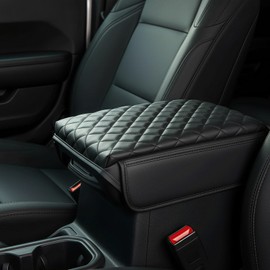 WQMXILI Center Console Cover with Pocket for Jeep Wrangler JL 2018-2023 2024 Armrest Cover Leather Arm Rest Pad with Pockets Middle Console Lid for Wrangler JL JLU&Gladiator JT Accessories（Black）