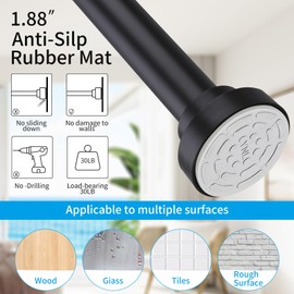 YNL Shower Curtain Rod 34-96 Inches(2.8-8ft), Adjustable Shower Rod No Drilling, Non-Slip, Never Rust, Stainless Steel, Suitable for Bathroom Window, Matte Black