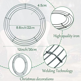 3Pc Green Christmas Wire Wreath Rings 12 Inch Round Metal Wire Wreath Frame,Wire Wreath Making Rings Base Wire Wreath Form for Xmas Door/Wall Decor DIY Crafts,New Year Christmas Wreath Making Supplies