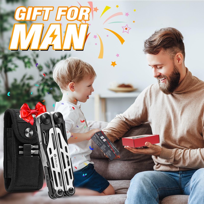Gift for Men, BIBURY Multitools, Outdoor Multi Tool Foldable Pliers