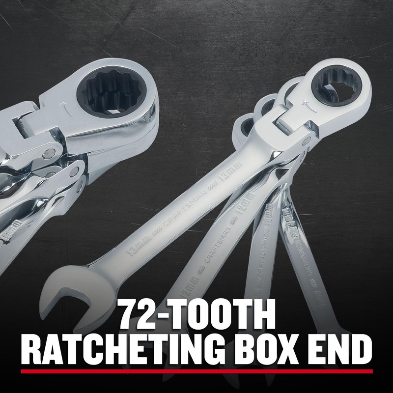 CRAFTSMAN Ratchet Set, 7-Pack, 72-Tooth, 180 Degree Flexi Head Design,