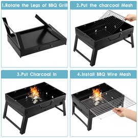 Uten Charcoal Grill, BBQ Grill Folding Portable Lightweight smoker Grill (Medium)