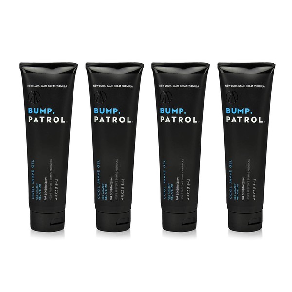 Bump Patrol Cool Shave Gel - Sensitive Clear Shaving Gel With Menthol Prevents Razor Burn, Bumps, Ingrown Hair - 4 Ounces 4 Pack