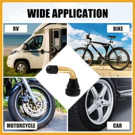 Partuto 6pcs Auto Tire Valve Air Tyre PVR60 Valve Stem Bent 90 Degree Angled Snap in Rubber Base for Car Truck Motorcycle Bike Scooter ATV Replacement