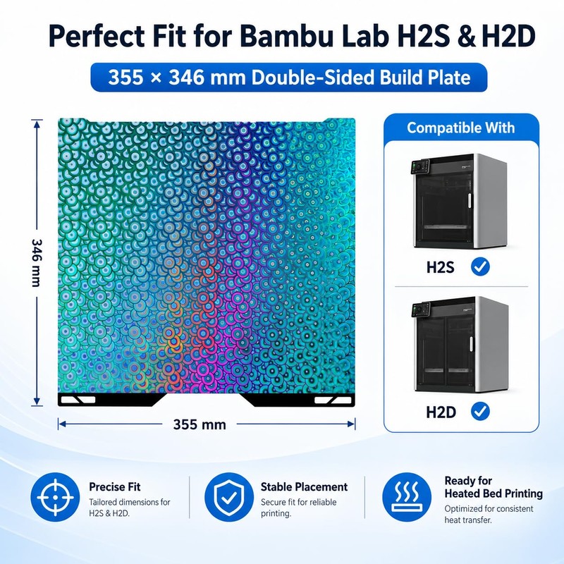 GOMENL Build Plate for Bambu Lab H2S H2D 3D Printer,