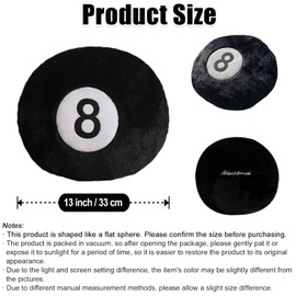 zhidiloveyou 8 Ball Pillow Black Stuffed Billiards Plush Small Decorative Cushion Toy, 13 in