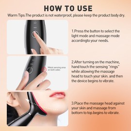 Facial Massager, 3 Modes Face Sculpting Tool, Vibrating Neck Massager with Thermals (Black)