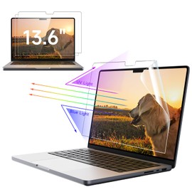 IPROKKO 2 Pack Anti Blue Light Screen Protector for MacBook Air 13.6 Inch 2022 (M2, A2681), Anti Glare Matte Light UV Blocker Eye Protective Film Compatible with 13.6In Mac Laptop