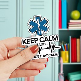 3 Pcs Keep Calm and Ok, Not That Calm Sticker, Funny EMT EMS Sticker, Ambulance Driver Med School Medical Student Gift Decoration Laptop Phone, Water Bottle, Car 3 Inches