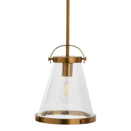 Robert Stevenson Lighting Wesley - Metal and Seedy Glass Ceiling Light, Brushed Gold