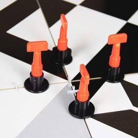 60 Sets Tile Levelling System, HUYU Laying Aids, Tile Leveler Spacer, Spacer Wedges, Tile Positioner, Wall Construction Plate with Pliers, 100 Pieces Spacers for Floor, Wall etc.