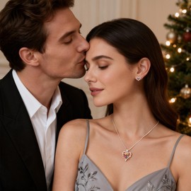 Iefil March April Birthstone Necklace Jewelry, Anniversary Birthday Gift for Her Women Wife Couple Blue Aquamarine Necklace White Topaz Necklaces