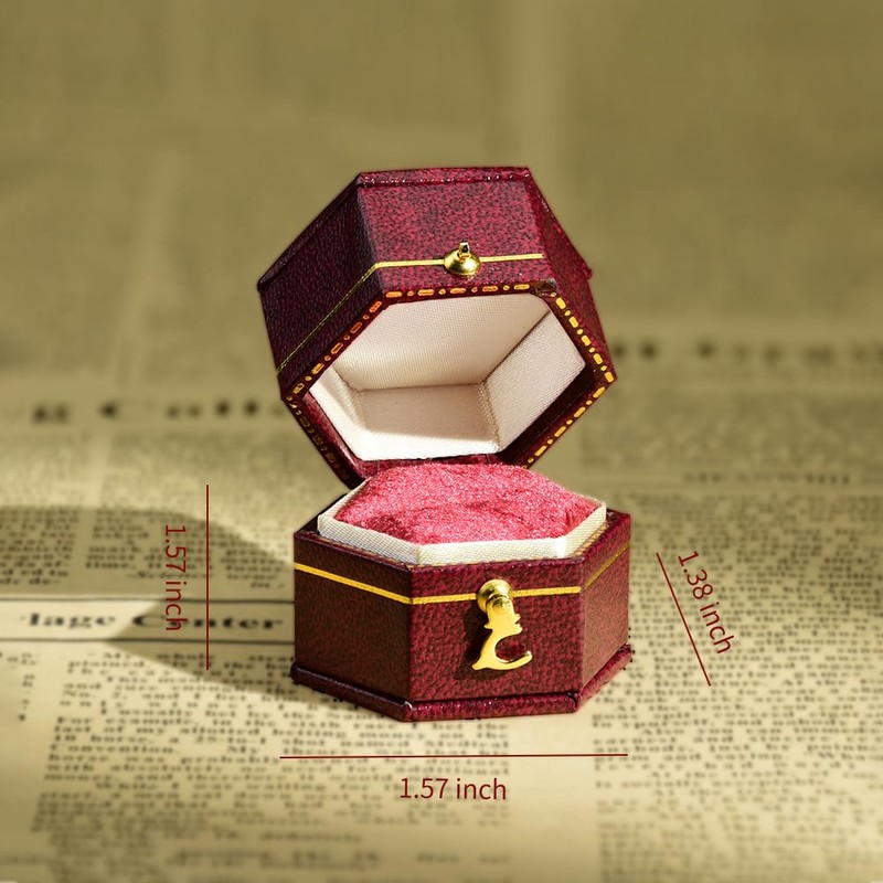 TAIMY Classical Victorian Style Wedding Tiny Ring Box, Handcrafted Gift