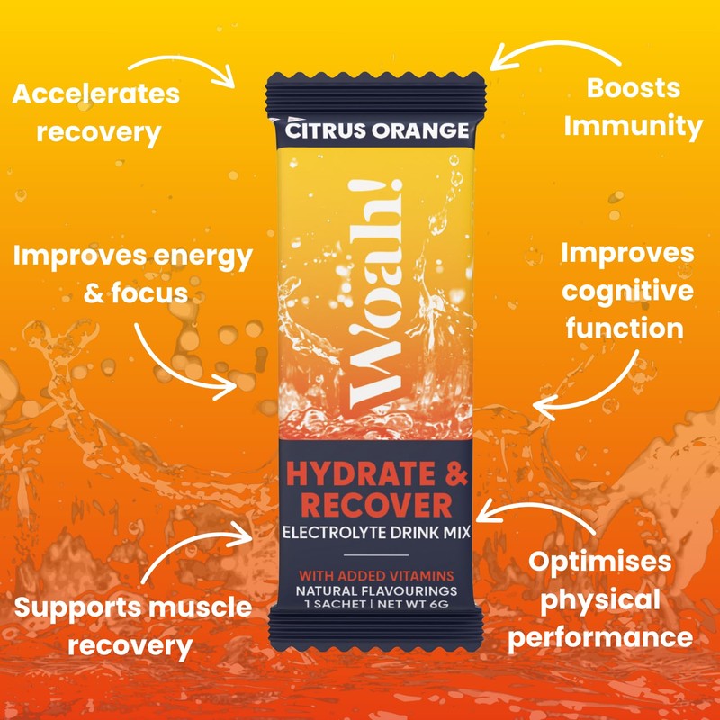 Woah! Electrolyte Powder Sachets. Hydration Sachets with Natural Flavourings –