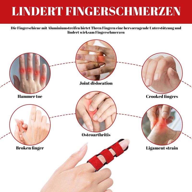 Zovator Finger Splint Set of 4, Adjustable Finger Orthosis with