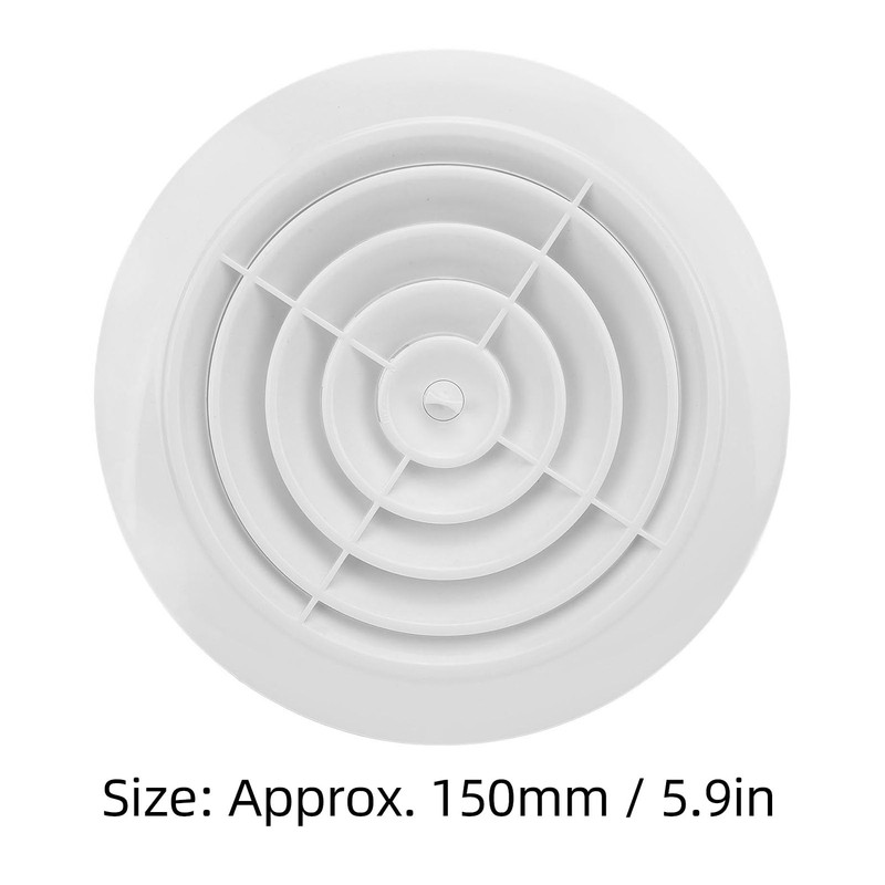ABS Plastic Round Vent Cover, White Panel, 150mm Rotating Louver