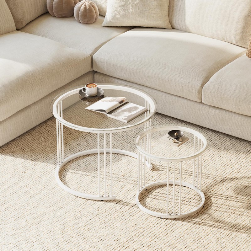 Garden 4 you Nesting Coffee Table, 23.6" Round Coffee Table
